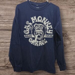 Vintage Y2K Gas Monkey Garage Dallas Texas Long Sleeve Tee Unisex Size M Navy